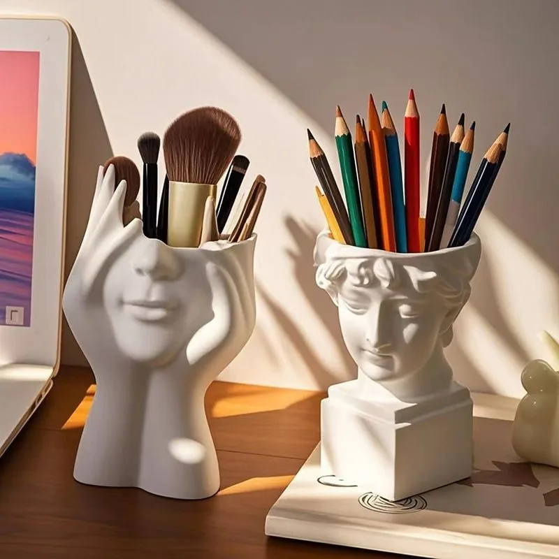 1-2pcs Multifunctional Human Body Art Styling Organizer Creative Nordic Abstract Face Storage Tools Tabletop Eyebrow Pen Holder