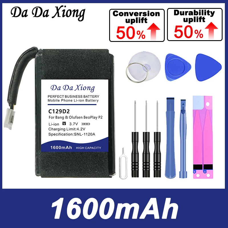 

DaDaXiong New High Quality 1600mAh C129D2 Battery For Bang & Olufsen BeoPlay P2 Speaker Batteries + Tool