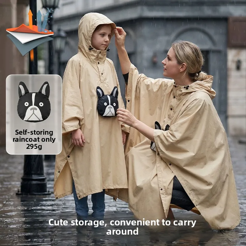 Adult Cape-style Waterproof Coat Parent-child Raincoat School-specific Primary School Student Raincoat Full Rainproof Design