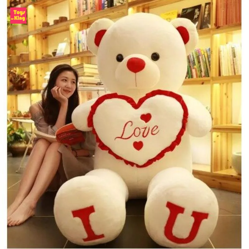 80 100cm Big I LOVE YOU Bear Heart Plush Toys Lovely Stuffed Soft Pillow Doll Kids Toys Birthday Girlfriend Valentine's Day Gift