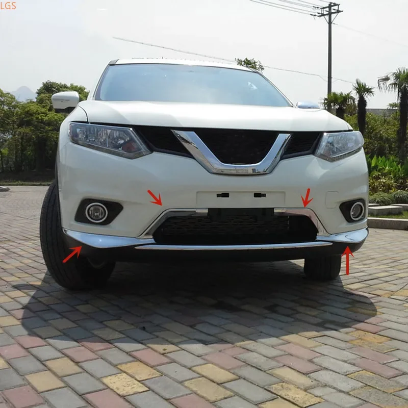 For Nissan X-Trail 2014-2016 ABS Chrome Front Corner protector Grille Decorative strip Anti-scratch protection car accessories