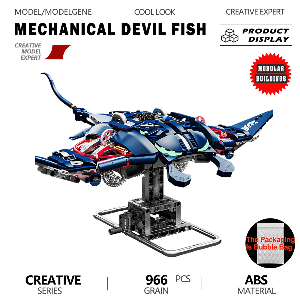 

Creative Construction Bricks Mechanical Devil Fish Building Blocks Tech-Themed Assembly Sets Xmas Toys Gifts For Adult