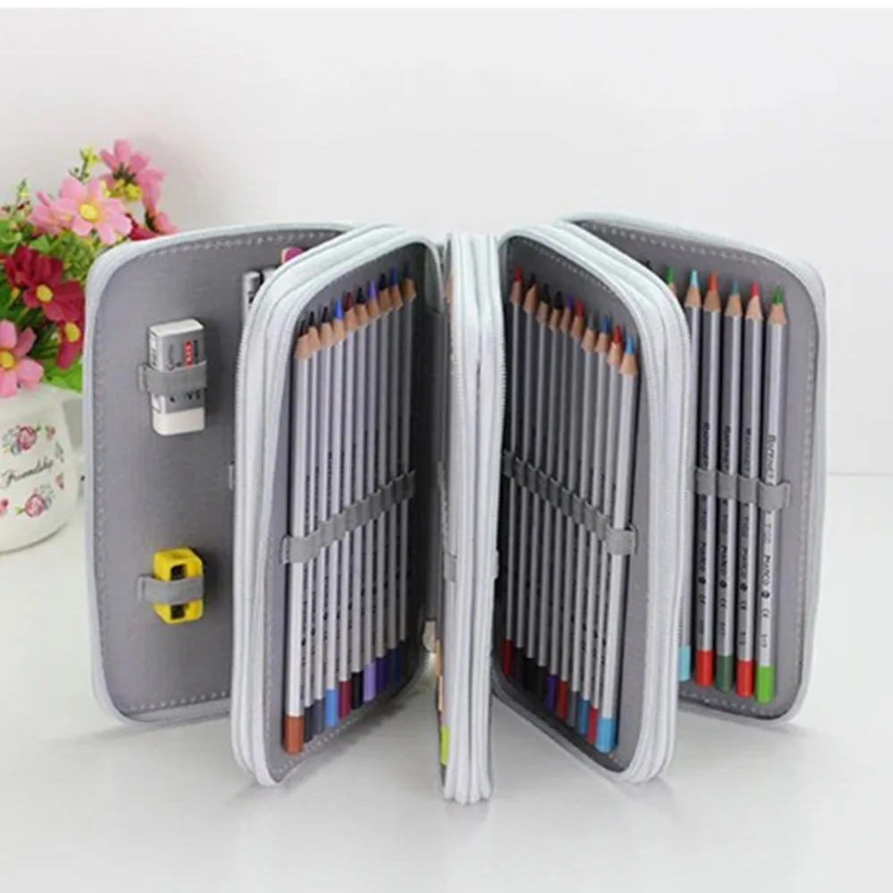 

36/48/72 Holes Pencil Case for Drawing Painting Art Marker Pens Multifunction Large Capacity School Stationery Bag Pouch Supply