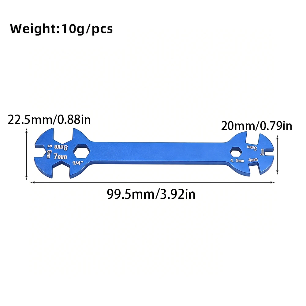 RC Multi-Function Turnbuckle Repair Wrench for 3/4/4.5/5/5.5/7/8mm 7075 Aluminum Alloy Turnbuckle & Nut Spanner Tool