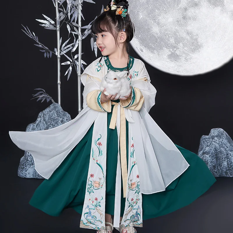 National style ancient Hanfu children's spring new ancient style boys' and girls' suit improved long sleeved Hanfu brother and