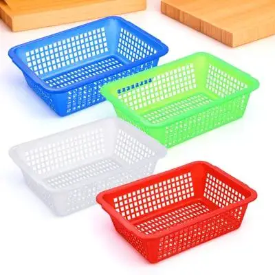 

4pcs Rectangular Draining Baskets Household Basket Multifunctional Kitchen Drain Basket Vegetable Washing Container Fruit