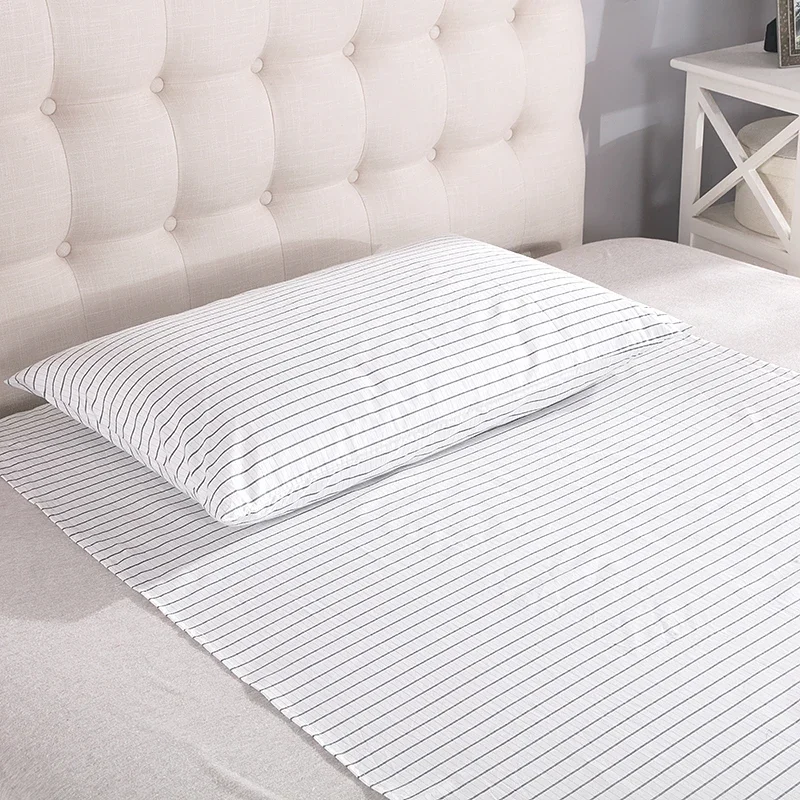 Conductive Pillow Case EMF Protection 55*95CM(22*37in) Silver with Grounding Connection Cord Organic Cotton