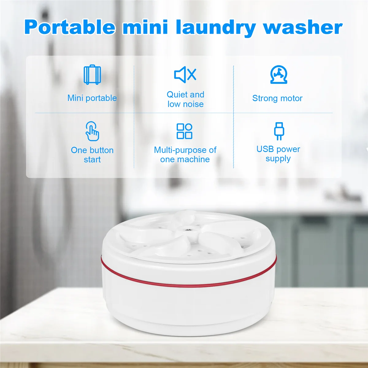 Mini Washing Machine Portable Ultrasonic Dishwasher with USB Data Cable Powered for Personal Laundry Camping RV Trip