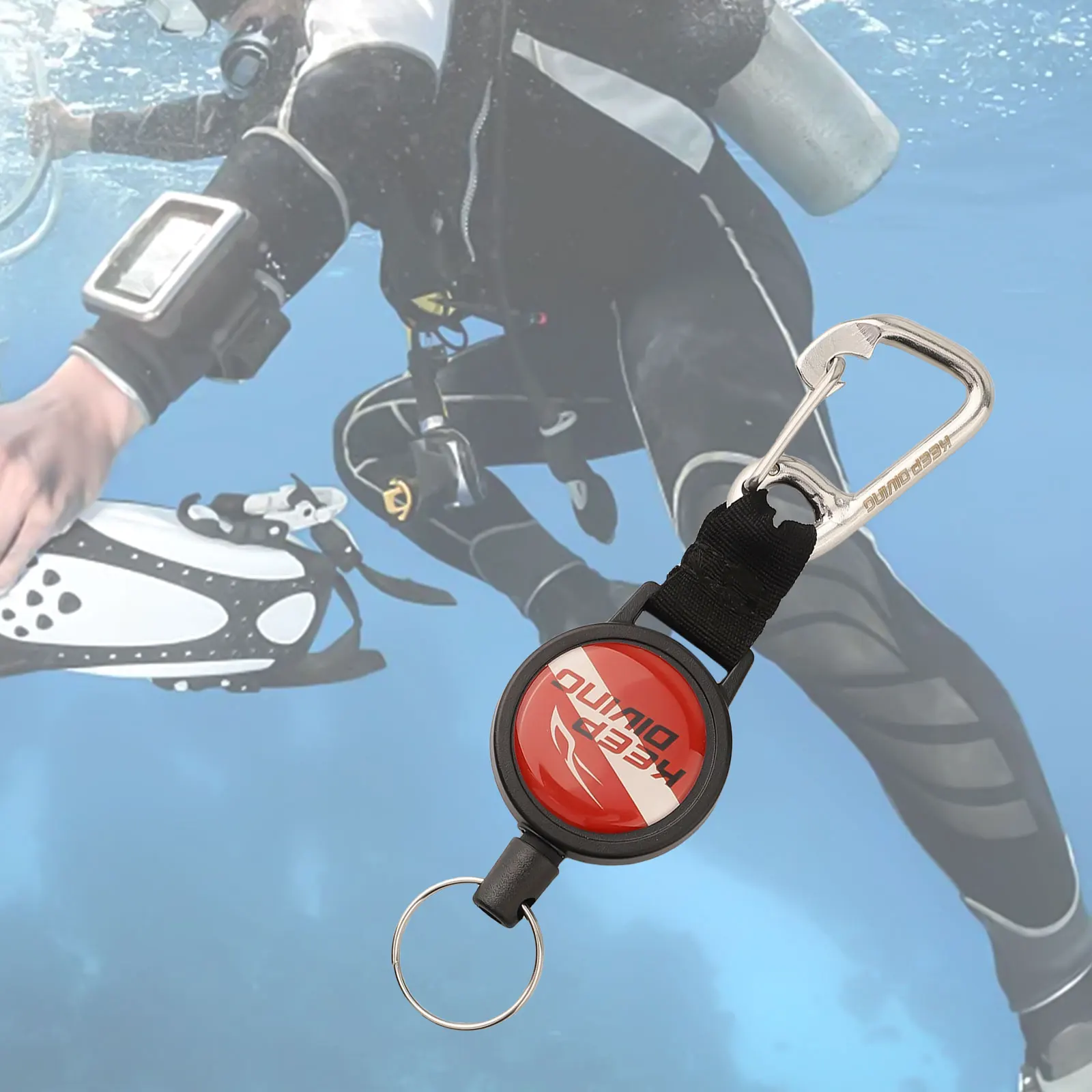 

Strap Key Chain 79cm Stainless Steel + Plastic Underwater Photography Diving Gear Hook Diving Telescopic Miss Rope