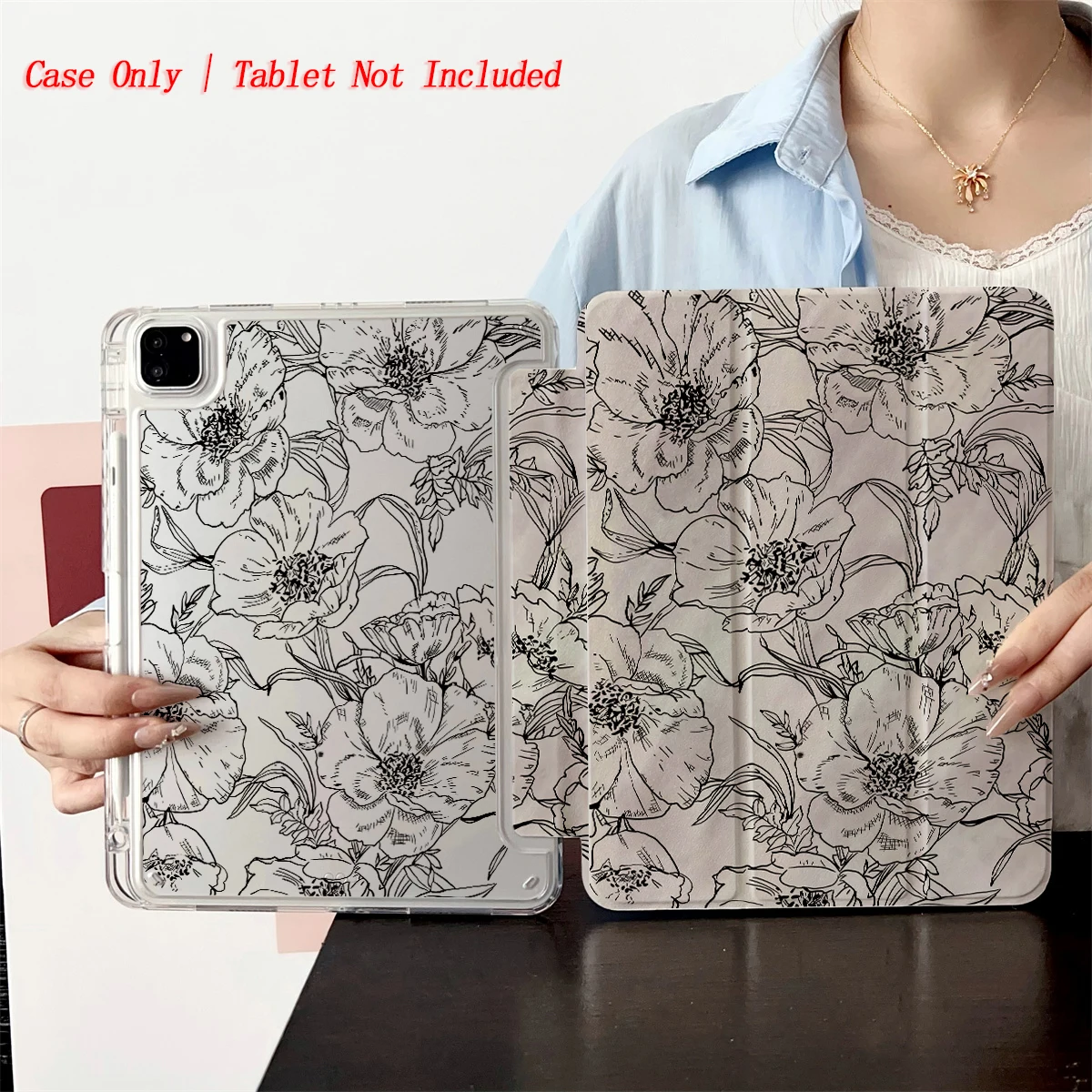 

Стильный чехол для Apple iPad 10,9 10,2 дюйма Air7 Pro 11, мини-мягкий чехол с полной защитой и элегантными цветами, подходит для всех моделей iPad