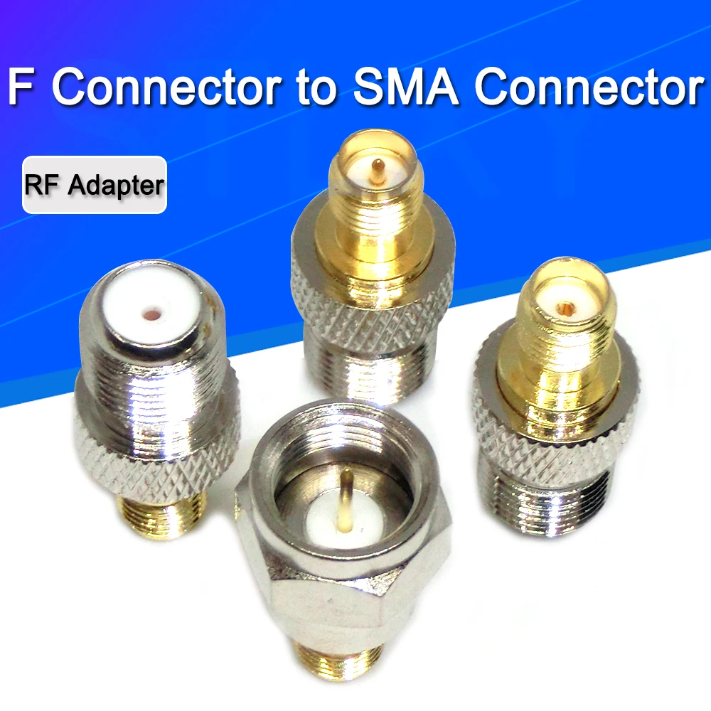 2PCS RF coaxial coax adapter F Type Female Jack to SMA Male Plug Straight F connector to SMA Connector