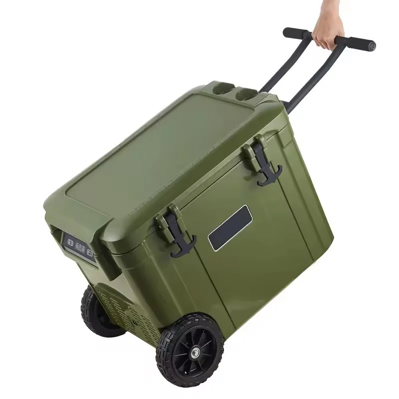 Newest Rugged Auto Refrigerator 12V/24V Portable Fridge Car Freezer With Wheels