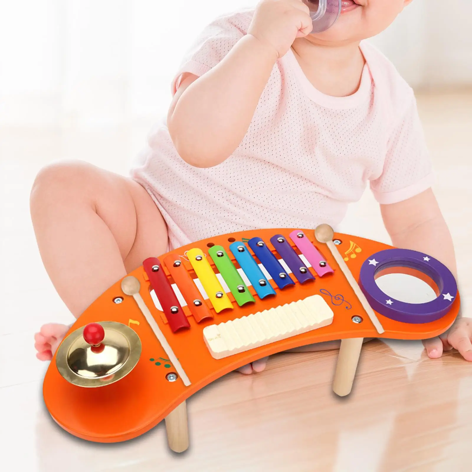 Wooden Toy Musical Table and Mallets Boys Girls Learning Toddlers Music Set