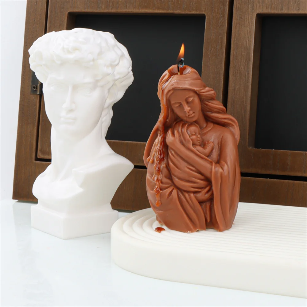 

Reusable Virgin Mary Silicone Candle Mold Festival Ornament Handmade Soap Polymer Clay Plaster Epoxy Resin Making Tools