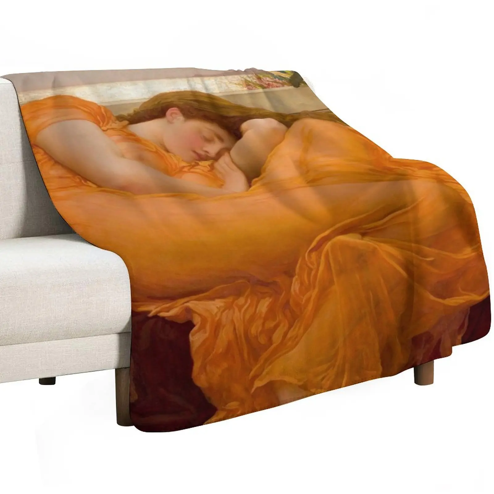 Flaming June Oil Painting by Frederic Lord Leighton Throw Blanket Softest Bed Luxury St Blanket