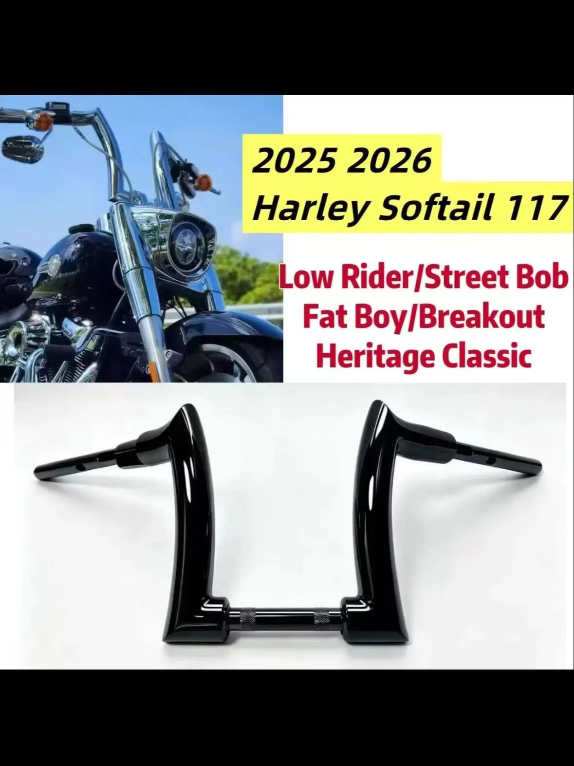 2025 2026 Softail 117 2'' Ape Hanger Lenker für Harley Fat Boy Breakout Low Rider S ST Street Bob Heritage M8 Motorrad-Lenker
