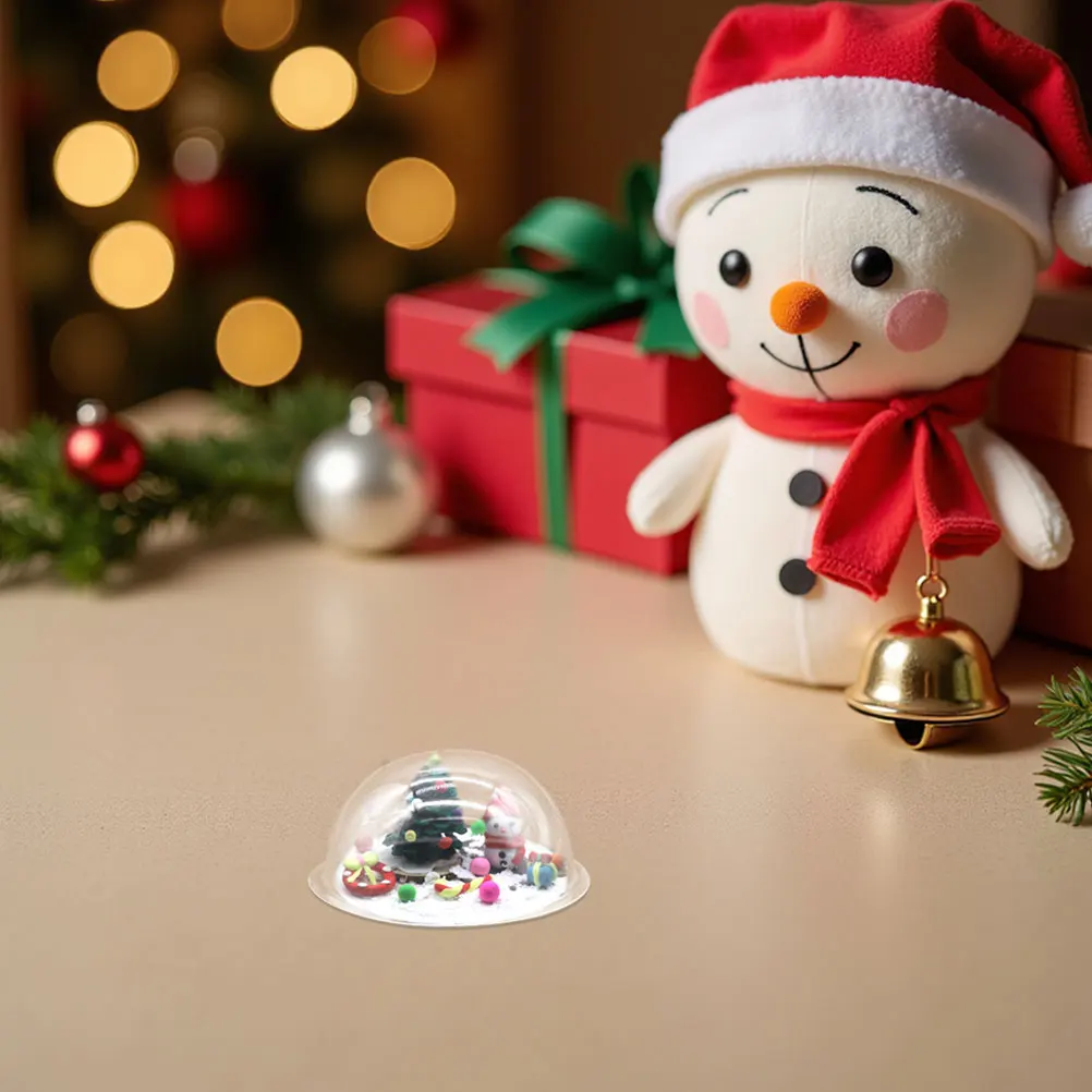 

12Pcs Plastic Dome Lids for Crafts Clear Hemispheres DIY Snow Globe Accessories Christmas Village Decorations Festive Craft