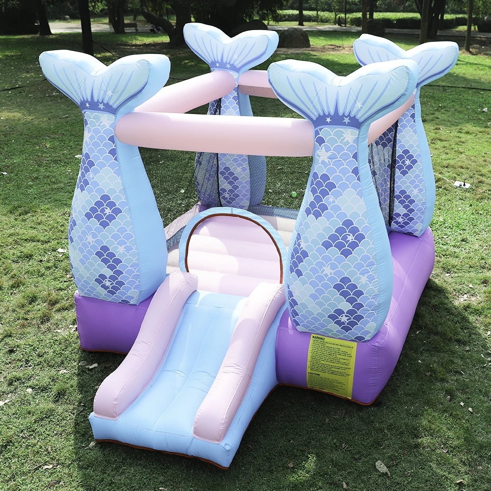 Hot Sale Mermaid Design Bounce House Small Household Inflatable Jump Castle With Mini Slide Bouncy House For Kids