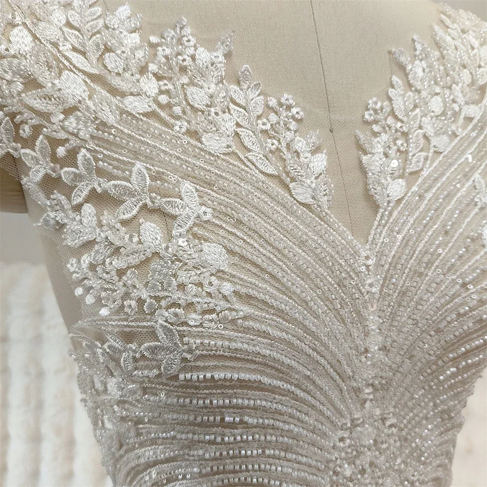 

Кружевная ткань с цветочным краем и вышивкой бисером, свадебное платье, вечернее платье, одежда Cheongsam, выдолбленное украшение на грудь ручной работы «сделай сам»