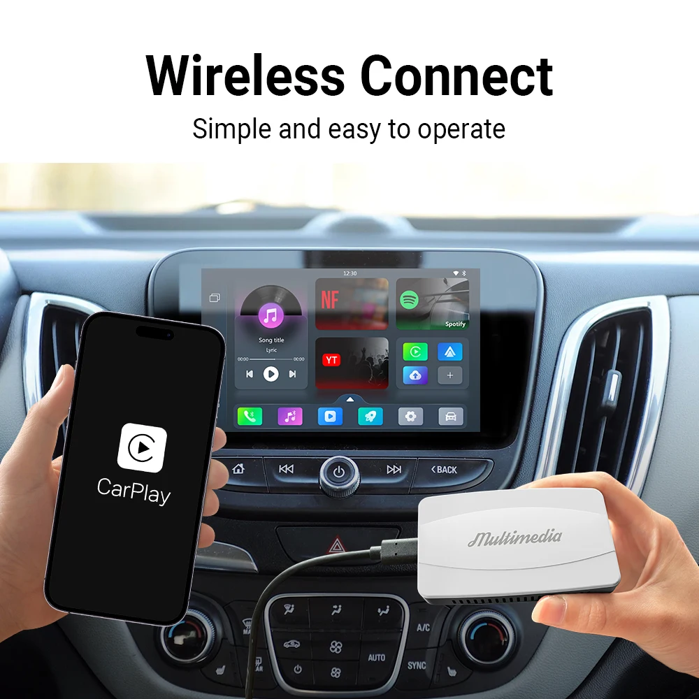 

Play2Video Pro TV Box Wireless CarPlay Android Auto Adapter 3 In 1 for Spotify Built-in Video App Car Accessories