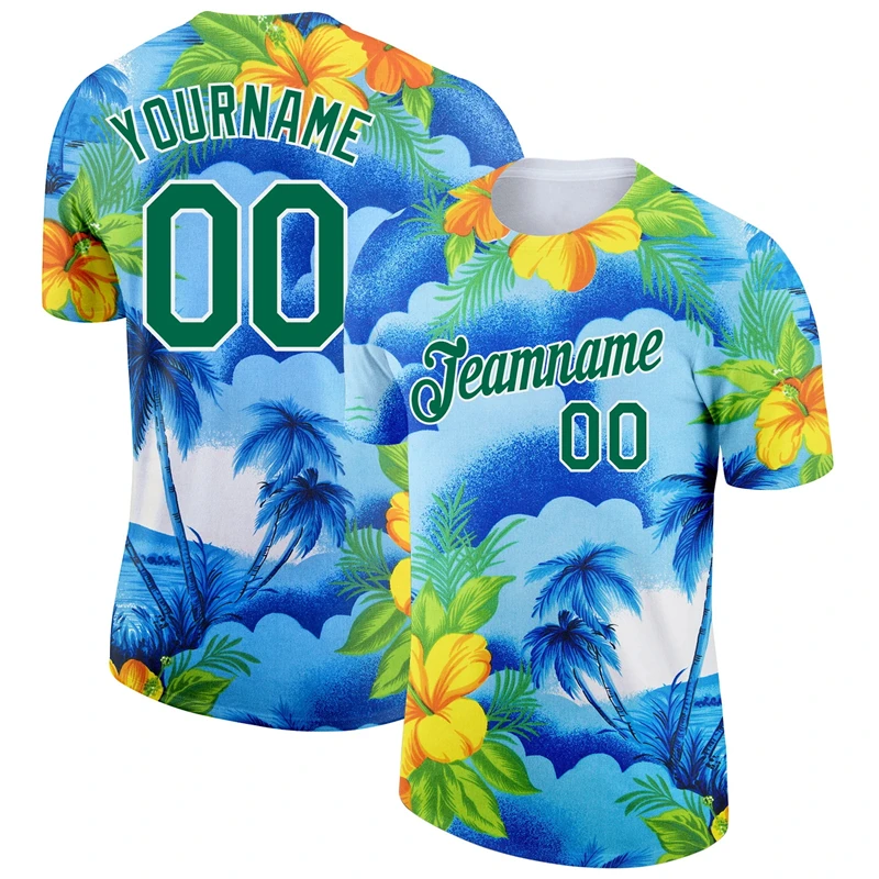 

Custom Teamname 3D Printed Football T Shirt For Men Clothes Customized Personalized Name Number Hawaii Style Tshirt Wholesale