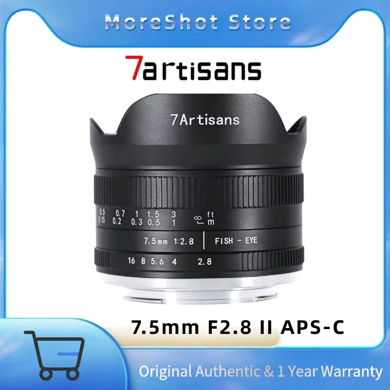 

7Artisans 7.5mm F2.8 Mark II APS-C Manual Focus Fisheye Lens for Sony E Canon EOS-R EOS-M Fuji FX Panasonic Olympus M43 Nikon Z