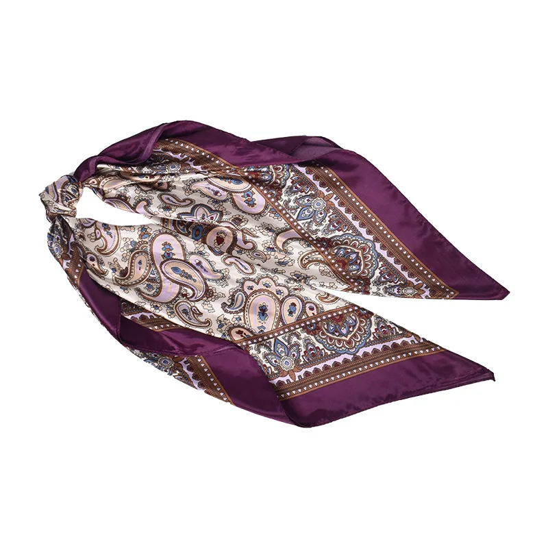 90X90cm Kopf Schal Frauen Luxus Marke Seide Quadrat Schal Foulard Satin Bandana Weiche Halstuch Hijab Haar Schals für Damen – Detail 20