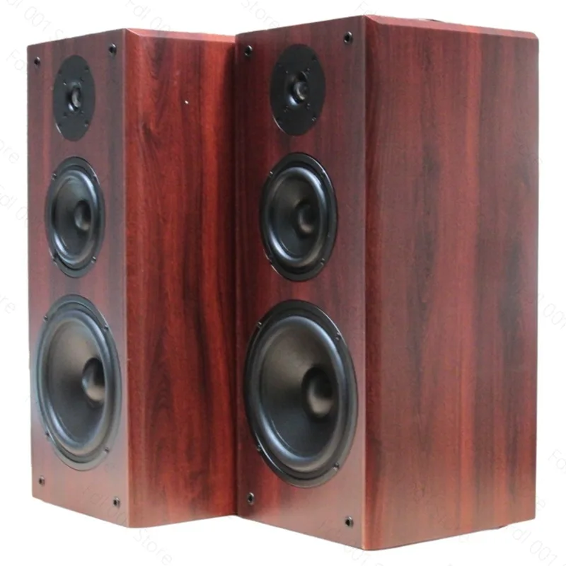 8.5-Inch 3-Way HiFi Speaker - Wooden Passive Floor-Standing Design, Full Range High/Mid/Low for Audiophile Stereo