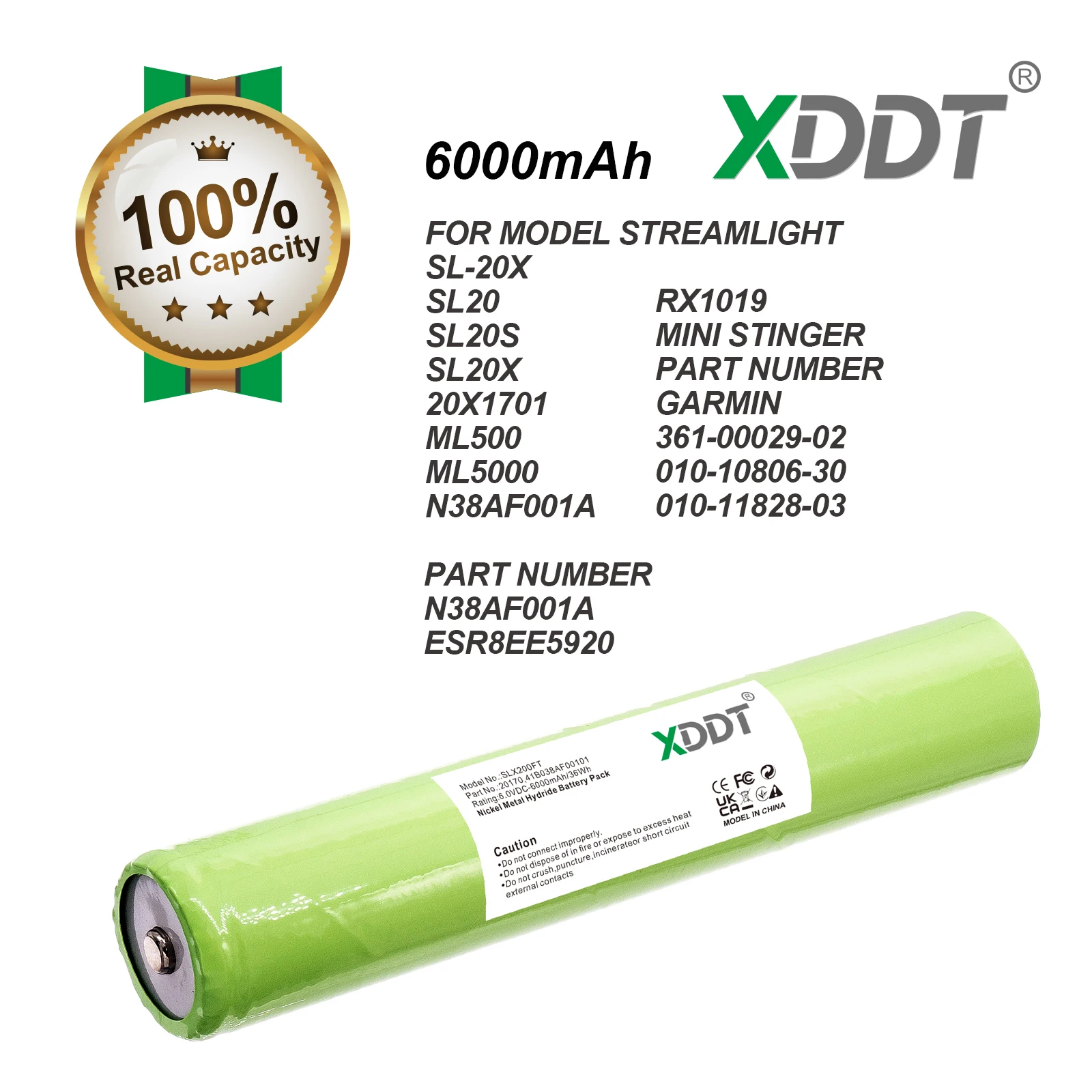 Batería de linterna 6V/6000mAh para MAGLITE 40070149,9032,ARXX075,ARXX235,MA5,ML500,N38AF001A,RX1019,S522, multiplicador MSL20,S522