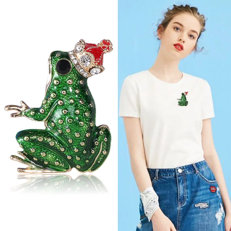 Exquisite Colorful Rhinestone Frog Brooches For Women Men Fashion Cute Frog Animal Brooch Pins Charms Office Party Jewelry Gifts