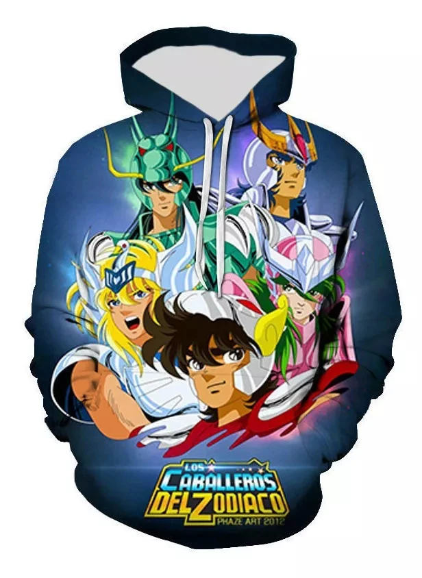 شعبية أنيمي سانت سيا هوديس البلوز ثلاثية الأبعاد مطبوعة الرجال النساء رياضية البلوز معطف موضة Harajuku للجنسين تأثيري هوديي