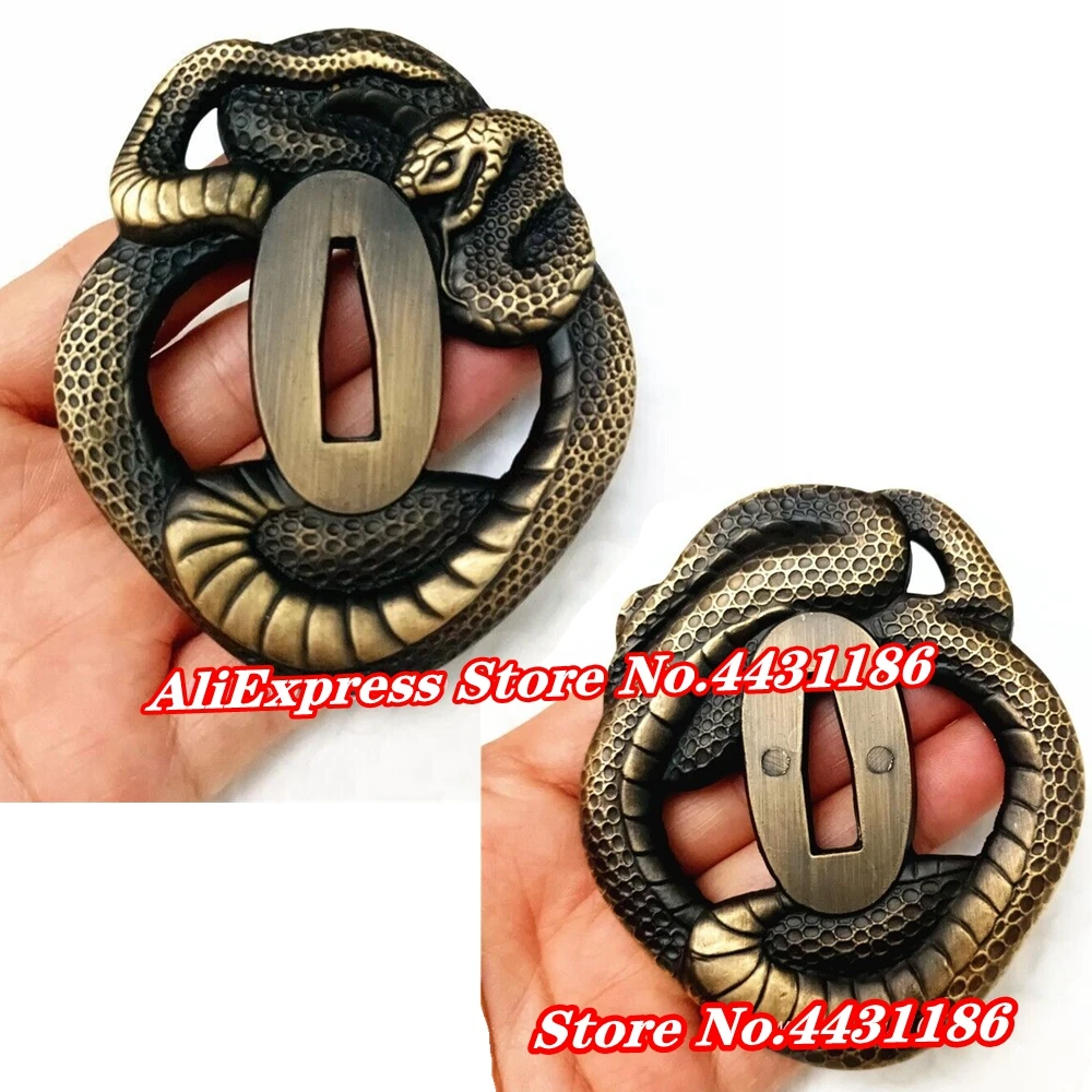 Japanese Sword Snake Hand Guard For Katana/Wakizashi Accessory Set Tsuba+Menuki+Fuchi+Kashira+Handle+Habaki+Seppa DIY Fittings