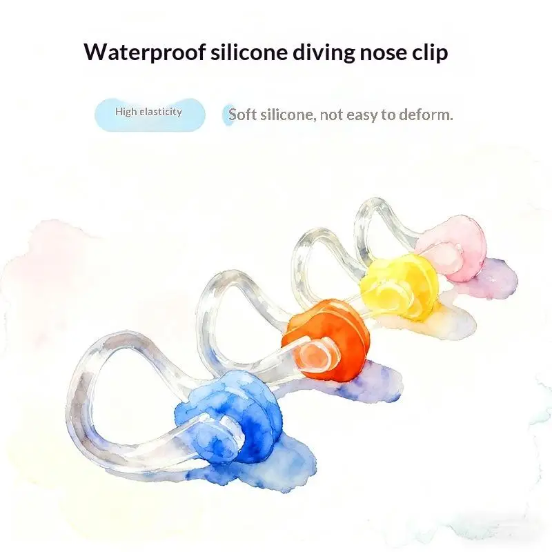 Swimming Earplugs Nose Clip Combo Waterproof Anti-Drop Soft Silicone for Adult Children Beginner Swimming Training Diving