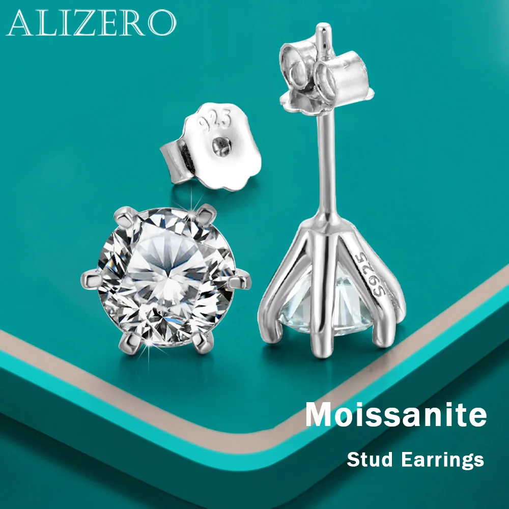 

ALIZERO 3.0ct D Color Moissanite Earrings for Women Plated with 18k White Gold Diamond Studs S925 Sterling Silver Fine Jewelry