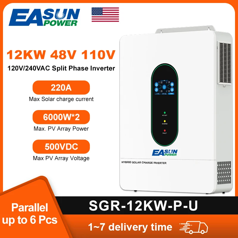 

EASUN POWER 12 кВт разделенный фазовый инвертор 48 В 120 В 240 В гибридный солнечный инвертор с двумя параллерами MPPT и солнечным контроллером Wi-Fi 2 MPPT