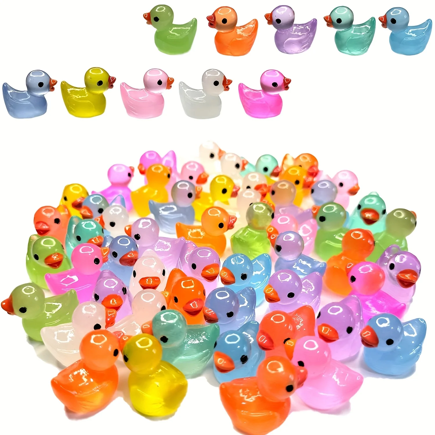 30/60/100 Uds Mini patos pequeños de resina brillantes musgo micropaisaje figuras de pato en miniatura accesorios de jardín de hadas decoración del hogar