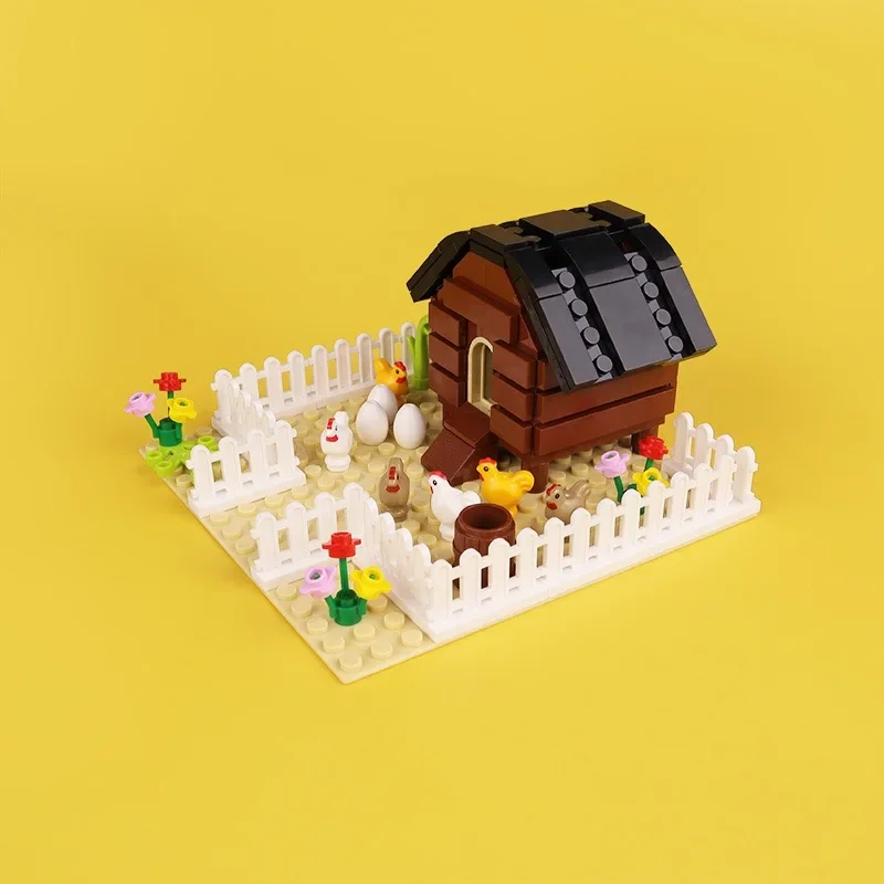 Small Particle Building Blocks MOC Small Chicken Coop Farm Modeling Assembly Pieces Educational Toy Scene Children Gifts