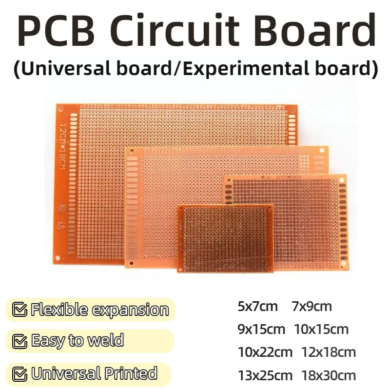 1/10PCS 5*7CM 7x9cm 9x15cm PCB Breadboard Protoboard Single-Sided Universal Printed Circuit Boards 2.54 MM Thick DIY Set Yellow
