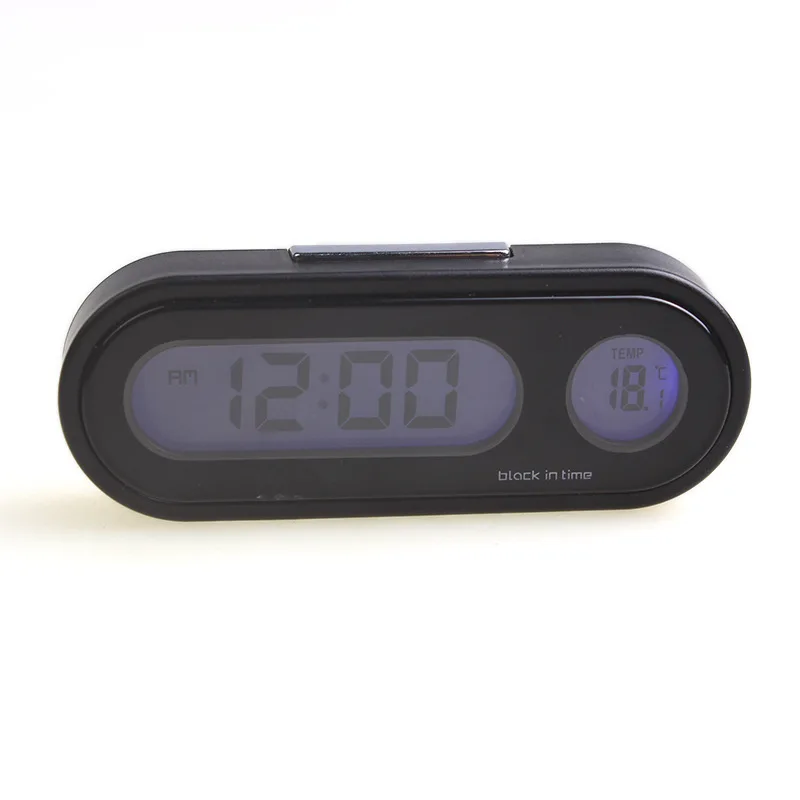 K02 Electronic Mini Thermometer Car Clock Luminous Electronic Clock LCD Digital Paste Type