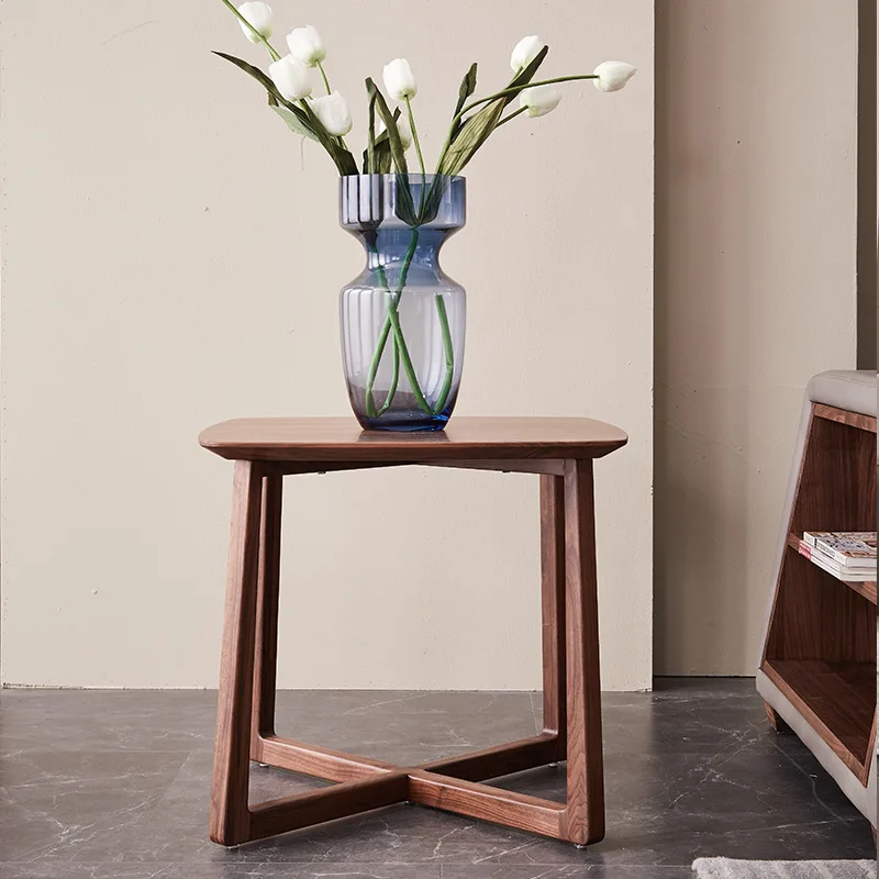 Black walnut edge corner living room pantry stand creative solid wood small square table sofa sideboard