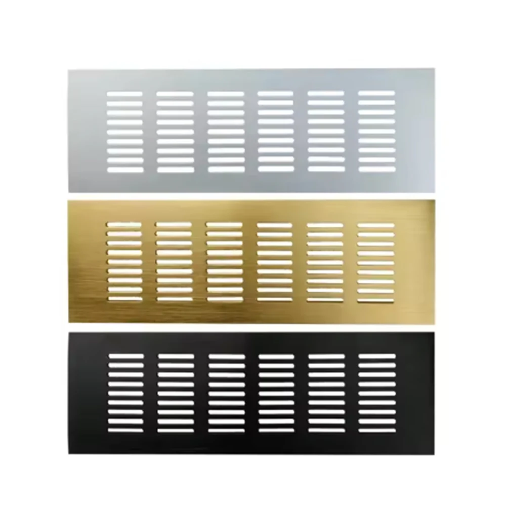 100-150mm Wide Brushed Gold Aluminum Alloy Rectangular Heat Dissipation Board Cabinet Vent Grille Cover For Furnitur Closet Ward