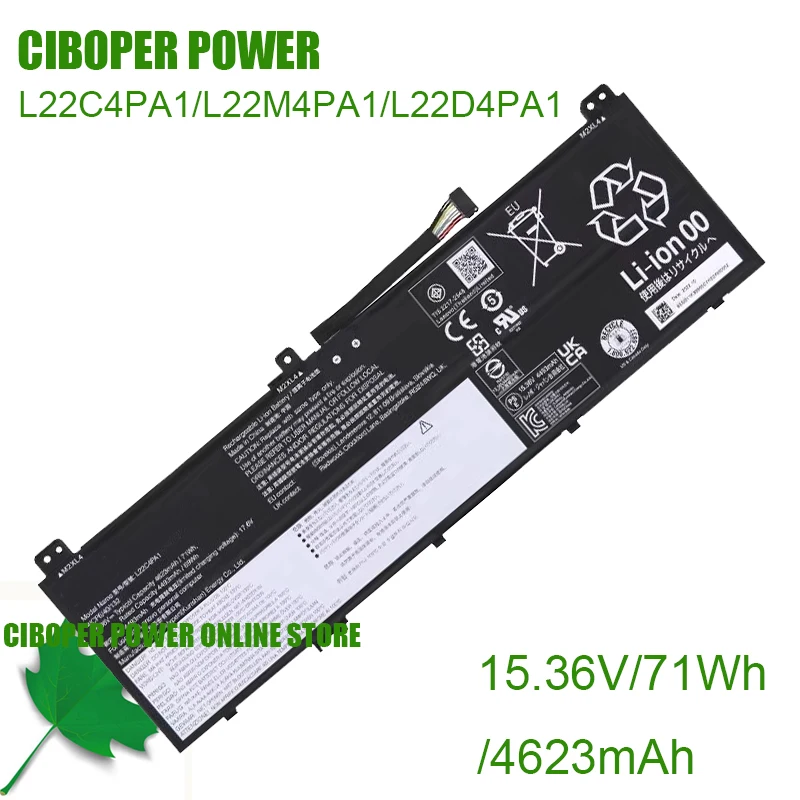 

CP Laptop Battery L22C4PA1 L22D4PA1 L22M4PA1 15.36V/71Wh/4623mAh For Yoga 7 14ARP8 16ARP8 2-in-1 14AHP9 14IML9 16AHP9 16IML9