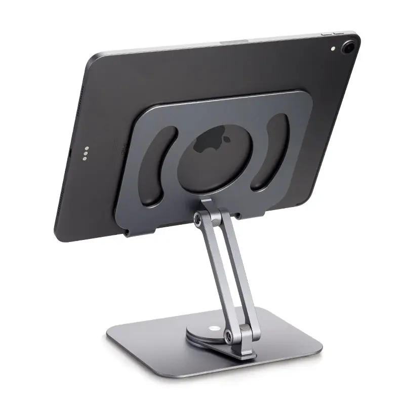 Suporte ajustável de alumínio para tablet e notebook com base giratória 360, dissipação de calor, suporte portátil para telefone, laptop e tablet
