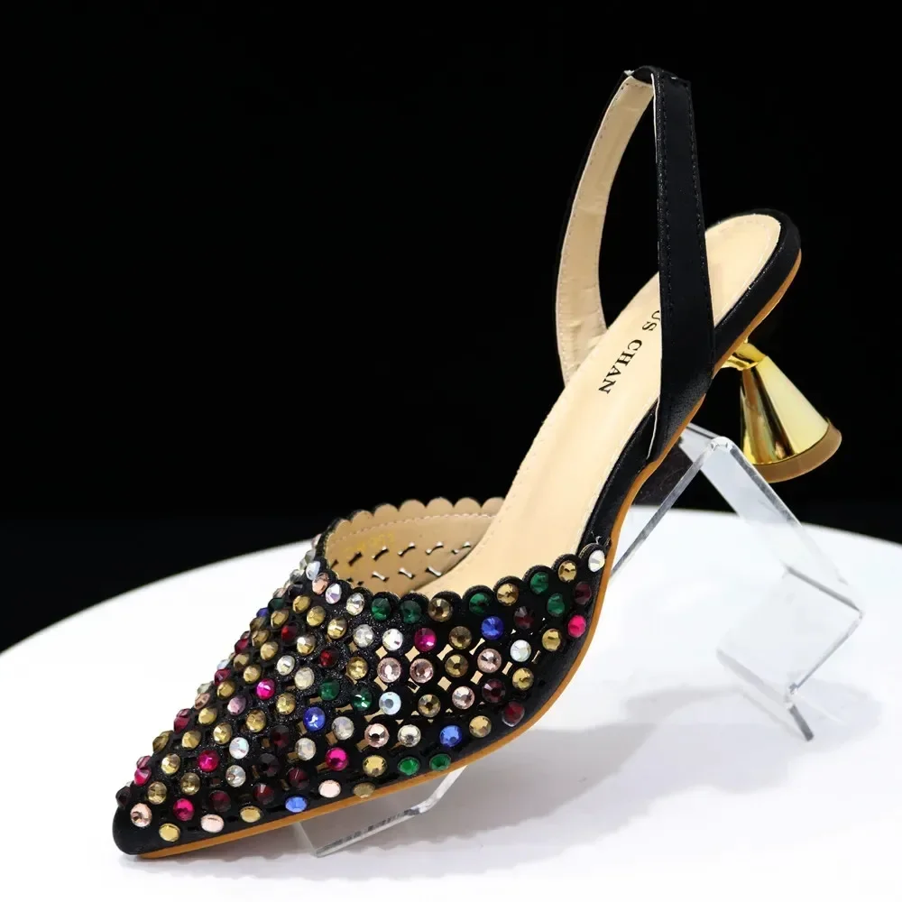 Shiny Gold Rhinestone Shoe & Bucket Bag Set | Pointed Crystal Heels, Womens Lux Wedding Eve Bridal Formal Prom Match Purse Kits