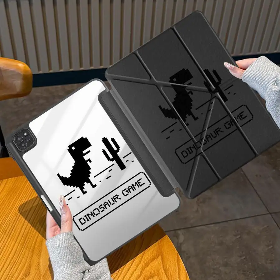 Line Dinosaur Pattern Tablet Case For iPad Mini 6 7 Air 4 5 M3 M2 M4 11inch Pro 11 10 9 8 7 th 12.9inch Pro 2025 Holder Cover