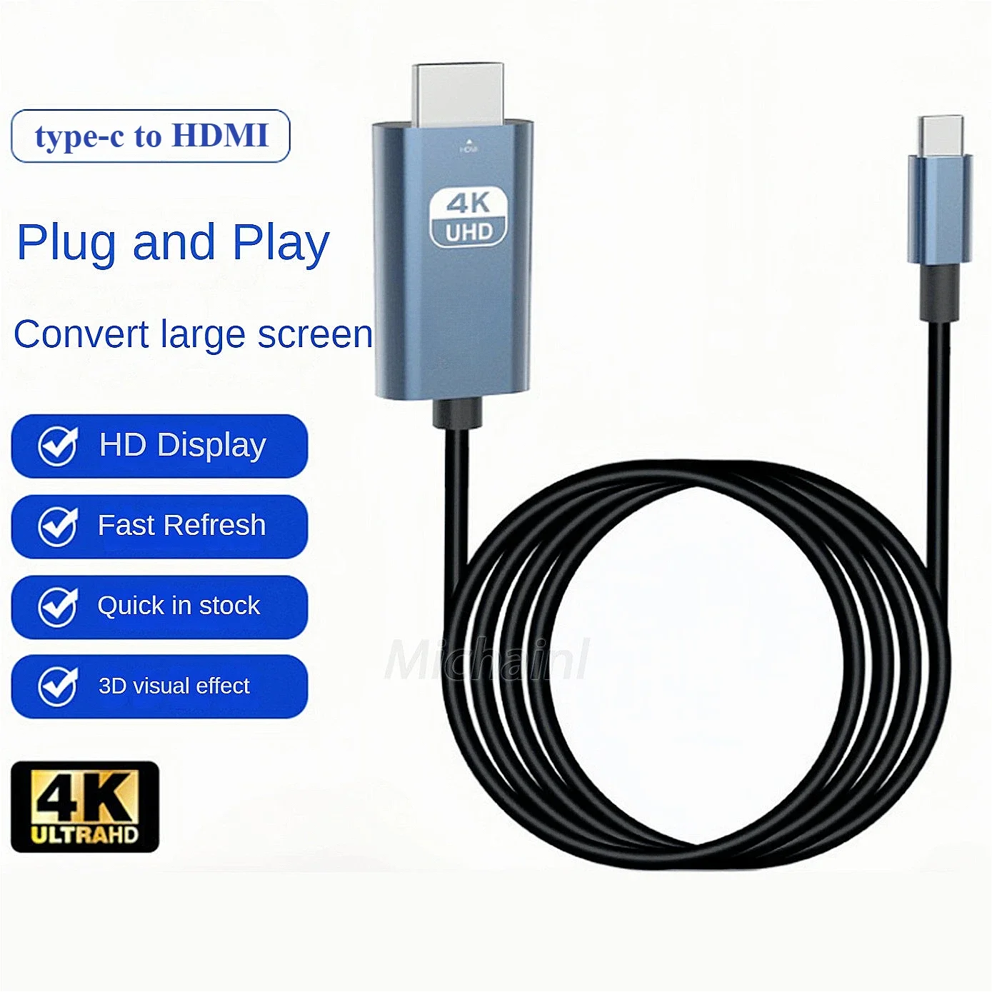 

USB C to HDMI Cable 4K@60hz/30hz Type-C to HDMI Cable Ultra High Speed Adapter Cable For HUAWEI Xiaomi Smartphone Tablet