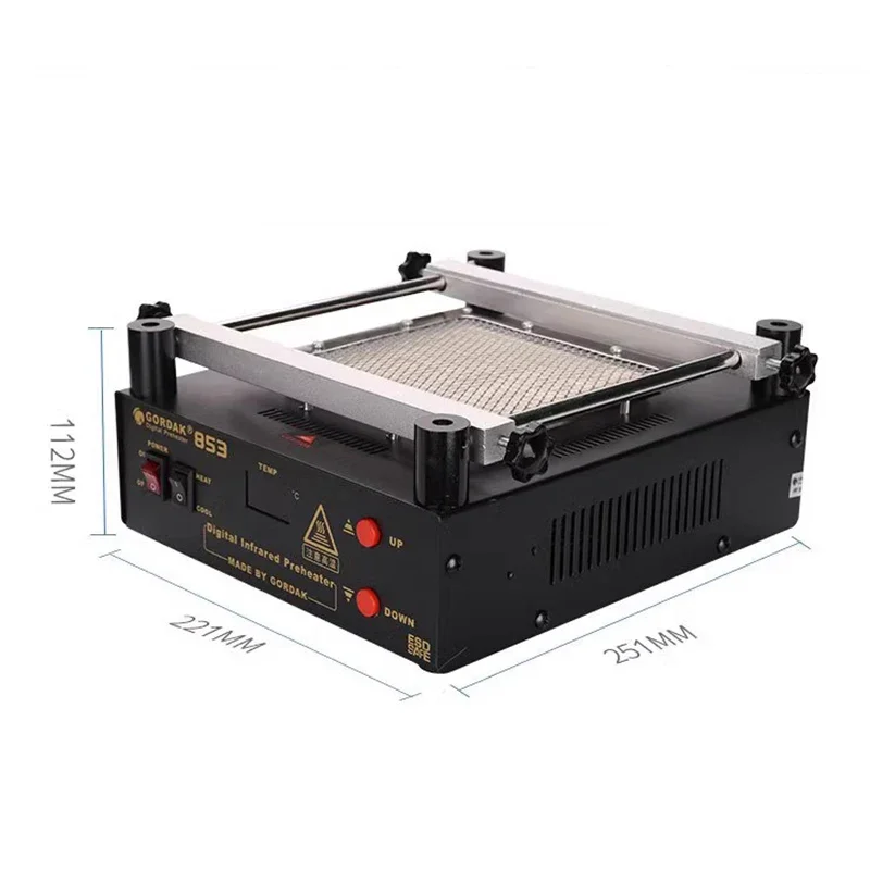 Gordak 853 ESD-Safe PCB Preheater Station - Precision BGA Rework Tool with LED Display for Phone Repair