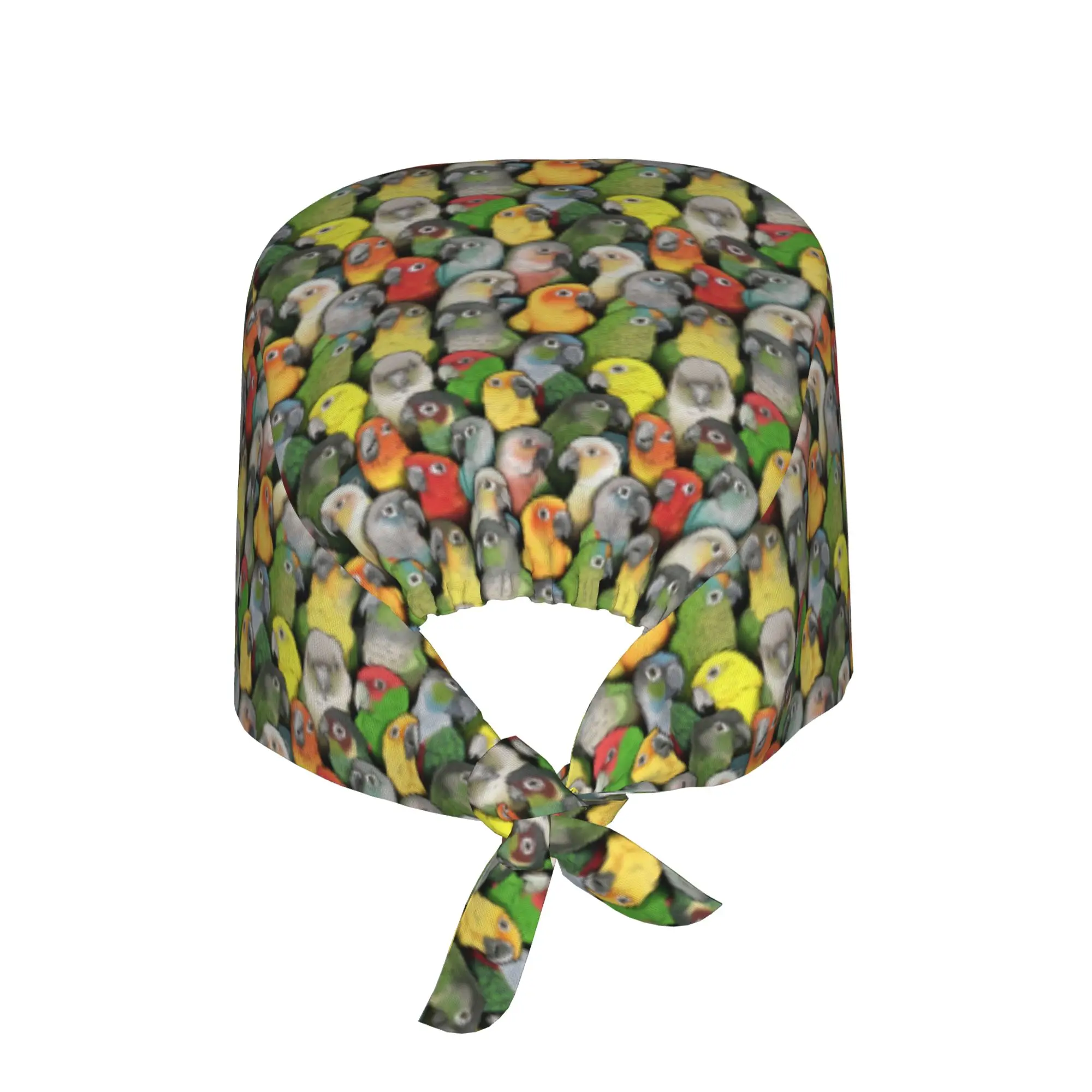 Colour of Conure Birds Cute Parrot   Scrubs Cap Surgical Hats Women Men  Operating Room Cap Nursing Cap Lab Works Hat