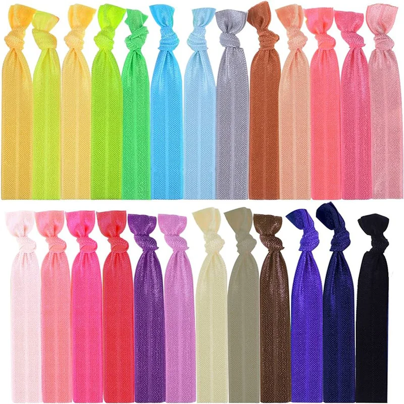 50Pcs 100Pcs Random Solid Color Headband FOE Knot Hair Ties Elastic Hair Band Ponytail Holder Hair Accessories Bracelet