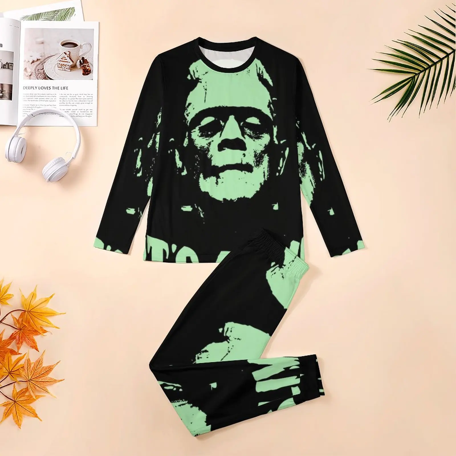 FRANKENSTEIN  Alive Pajamas Long Sleeve Novel Two Piece Casual Pajama Sets Autumn Man Design Warm Big Size Nightwear